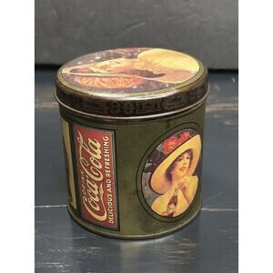 Vintage Coca-Cola Tin Bristol Ware Lady Pink Bonnet Container 1984 . Very Nice!
